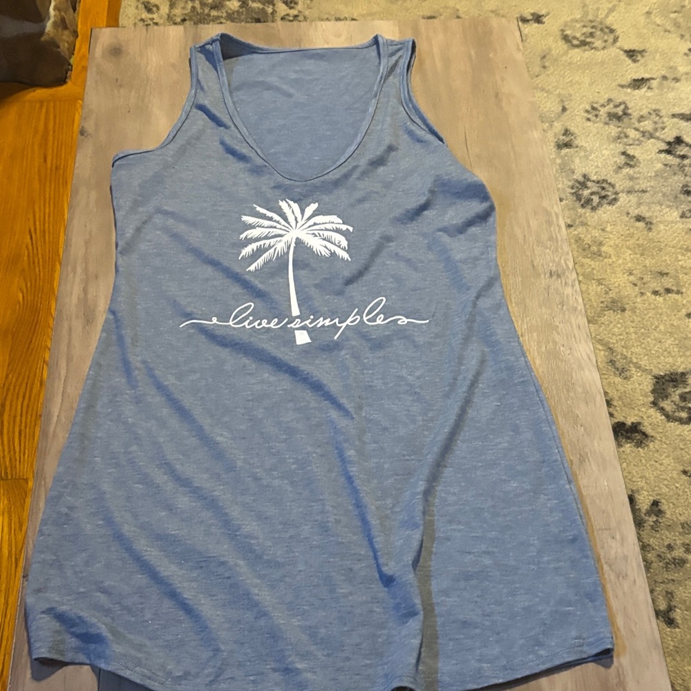 Blue Palm Tree Graphic Tank Top dress